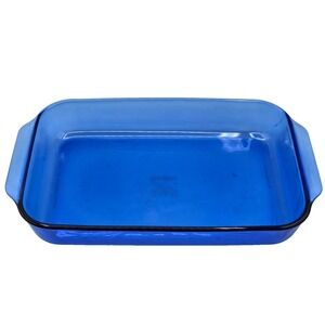 Pyrex 3 quart Cobalt  Blue Glass 13x9x2 Rectangular Baking Dish